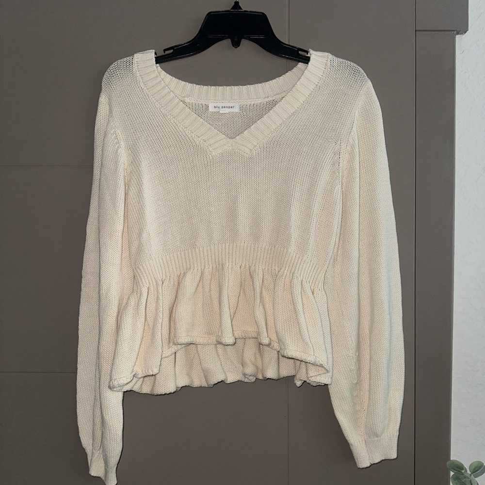 Blu Pepper Boutique Top, Cream, Size Medium